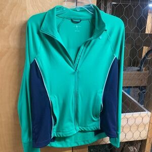 WOMENS DARK GREEN & blue Lou and Grey size medium zip up jacket RUNNING JACKET